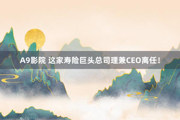 A9影院 这家寿险巨头总司理兼CEO离任！