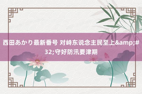 西田あかり最新番号 对峙东说念主民至上&#32;守好防汛要津期