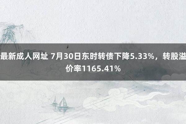 最新成人网址 7月30日东时转债下降5.33%，转股溢价率1165.41%